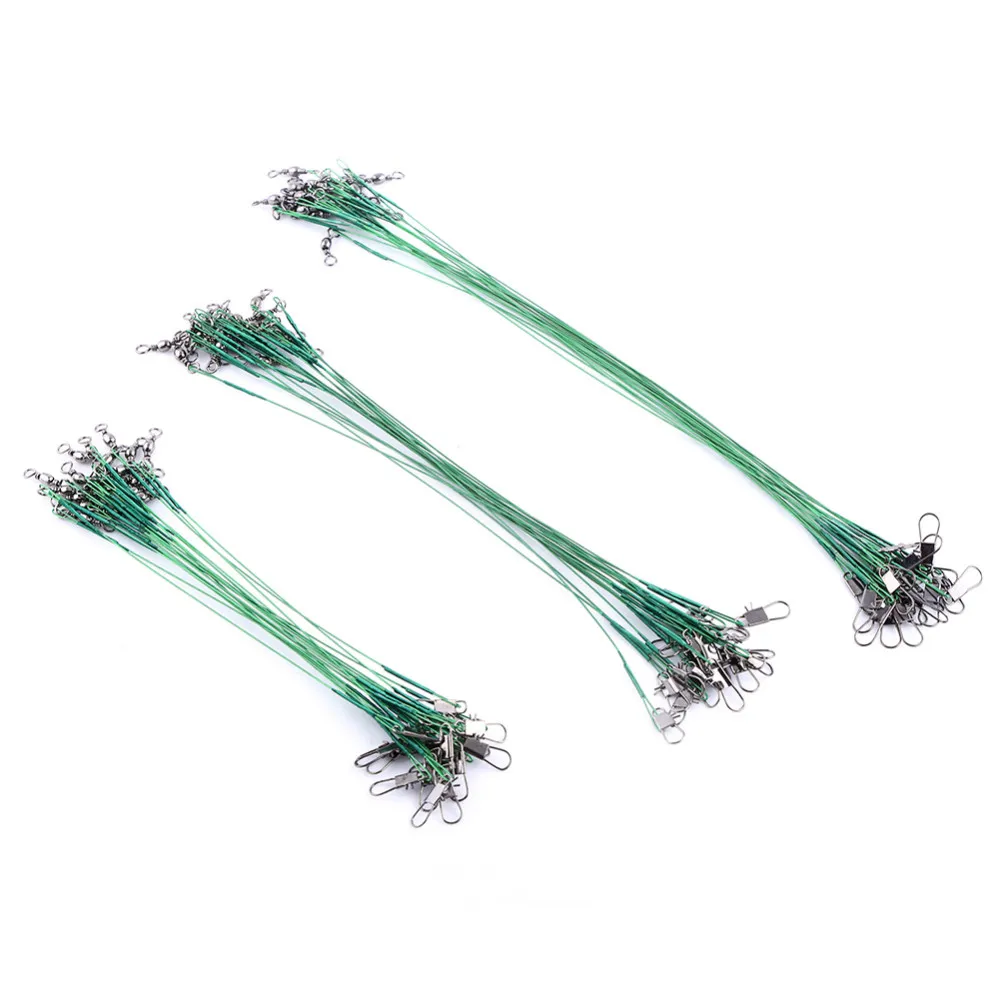 60pcs/lot Fishing Leader Line Rope Wire Anti-bite Bait Lure Hook Swivel Interlock Snap Connector 15 20 25cm Fishing Tackle #84