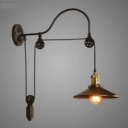 Vintage Retro Loft Wall Lamp Adjustable Iron Lifting Pulley Lamp Bedroom Study Office Restaurant Cafe Light Bra Wall Sconce
