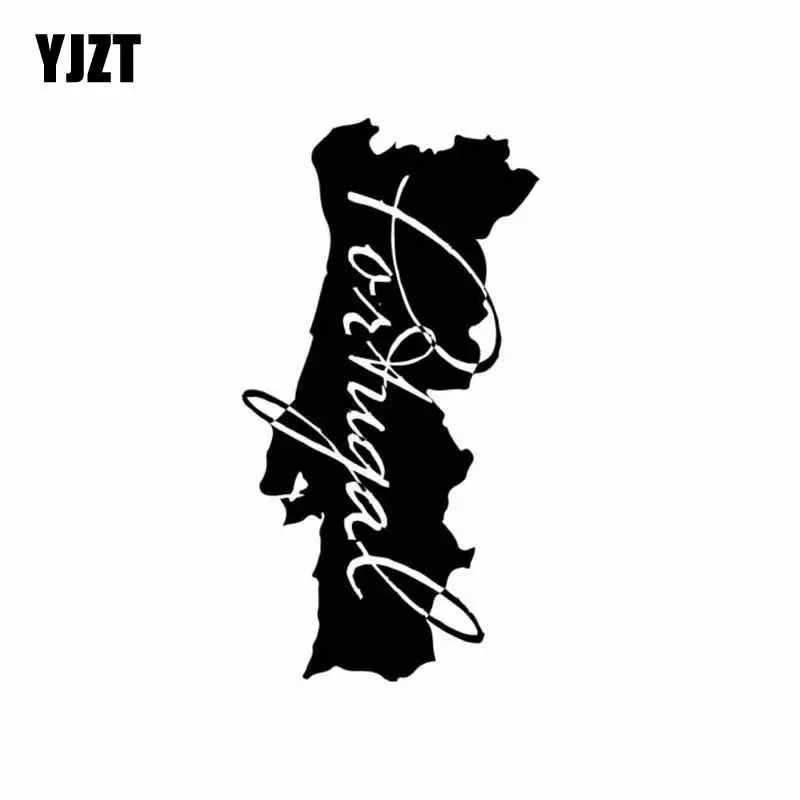 YJZT 9.4CMX17.7CM personality PORTUGAL MAP Car Sticker Vinyl Applique Motorcycle Accessories Black/Silver C18-0001