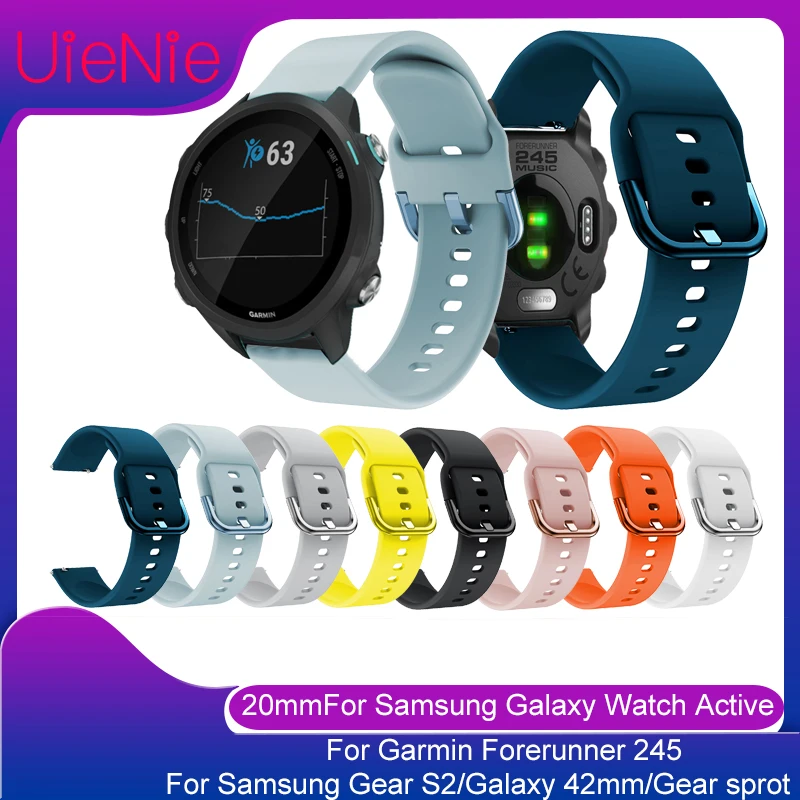 

New 20mm Strap for Samsung Galaxy Watch Active/Gear S2/Active 2 40/44mm Sport silicone bracelet For Garmin Forerunner 245 band