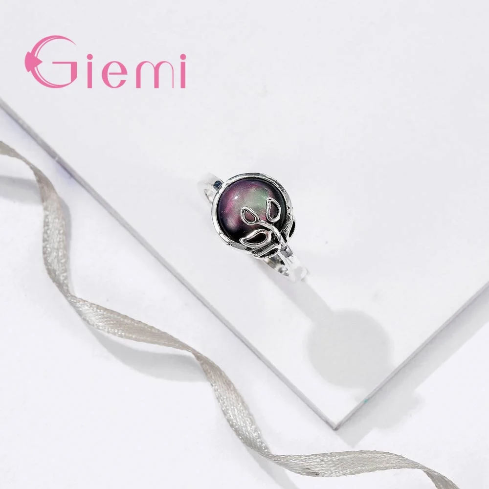 New Arrival Black Opal Rings High Grade 925 Sterling Silver Jewelry Particular Leaf Band Wedding Ring Female Anel