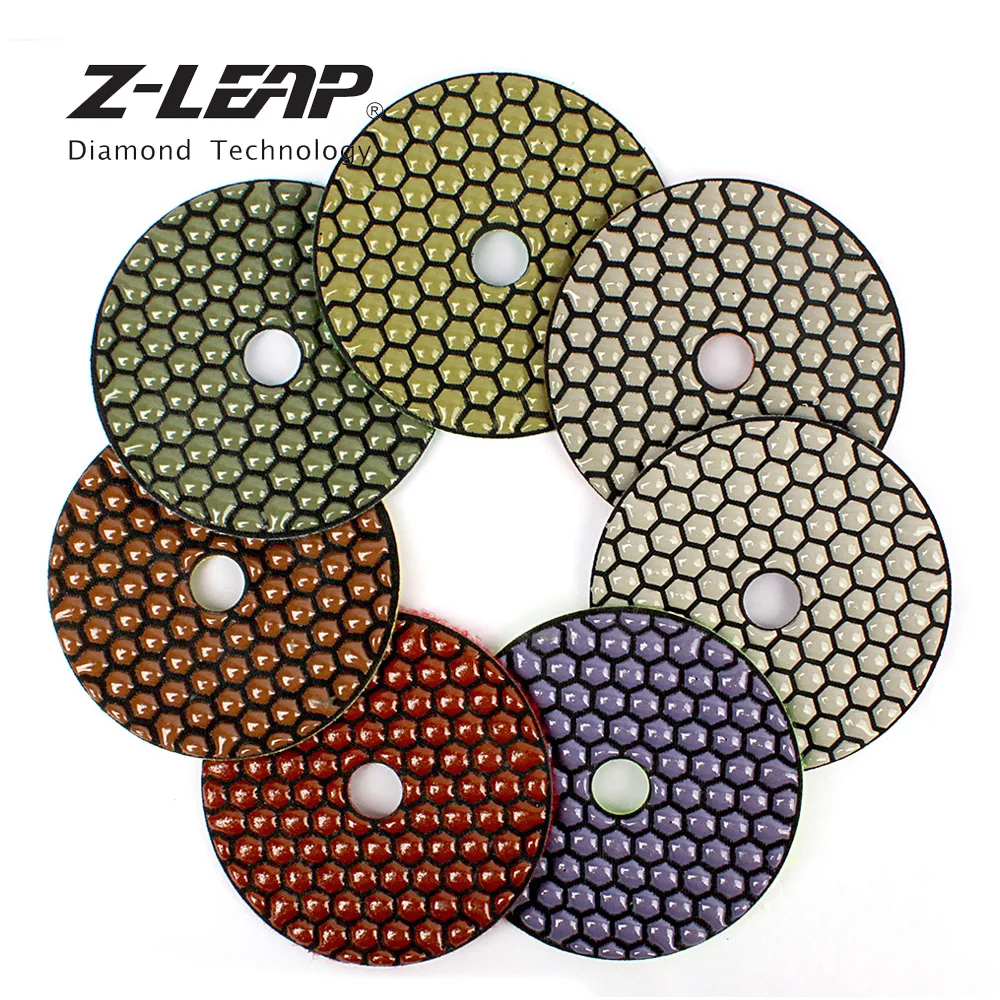 

Z-LEAP 7pcs/Lot 4Inch 100mm Diamond Dry Polishing Pads Honeycomb Flexible Sanding Pad Resin Bond Premium Disk for Granite Marble