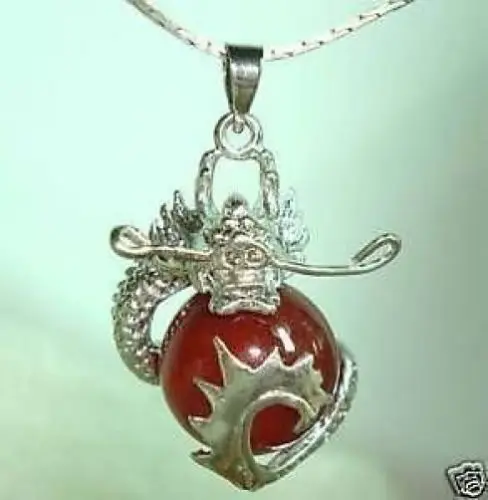 

Free shipping Beautiful red stone dragon Jewelry necklace pendant