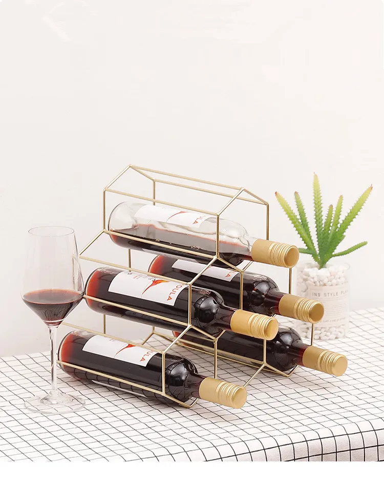 

1PC Geometric Wine Rack Metal Simple Household Grape Wine Rack Restaurant Living Room Bar Wine Cabinet Wine Display JL 213