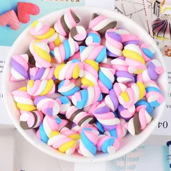 10pcs Kawaii Spiral Marshmallow Candy Polymer Clay Cabochons Flatback For DIY Phone Decoration