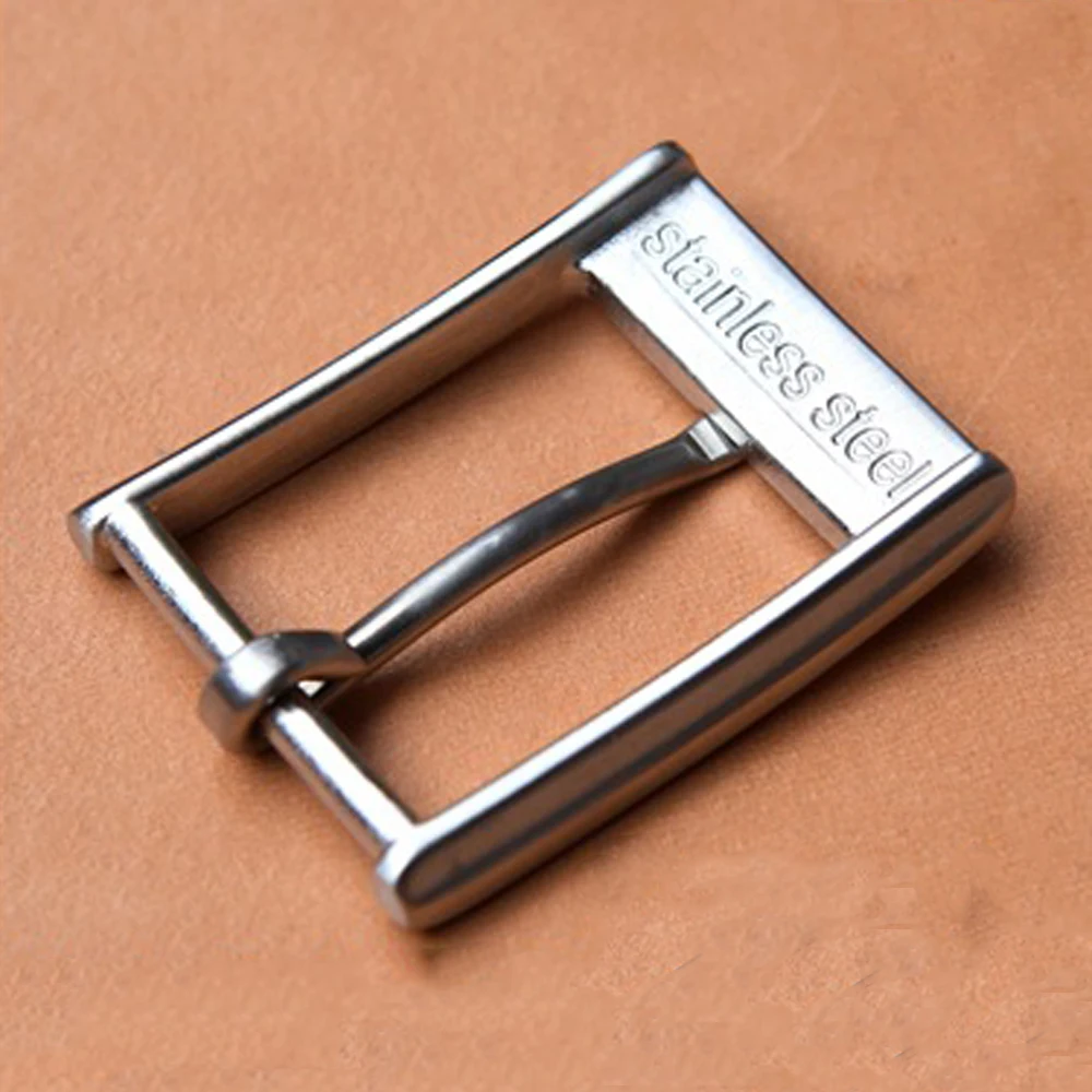 Hebilla de pin de cinturón de acero inoxidable para hombre, accesorio de cuero artesanal de 3,5 cm de ancho interior, diseño simple, sólido, 3 unids/lote