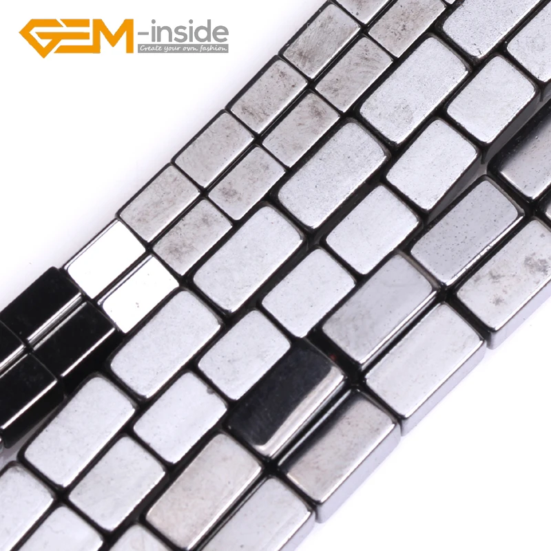 3x5mm 4x6mm 4x9mm Natural Loose Hematite Rectangle Stone Beads For Jewelry Making Bracelet Necklace Sets DIY 15inches GEM-inside