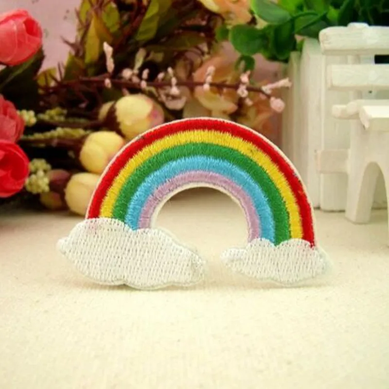 HOT Embroidered iron on patches for clothes Cute rainbow deal with it clothing DIY Motif Applique