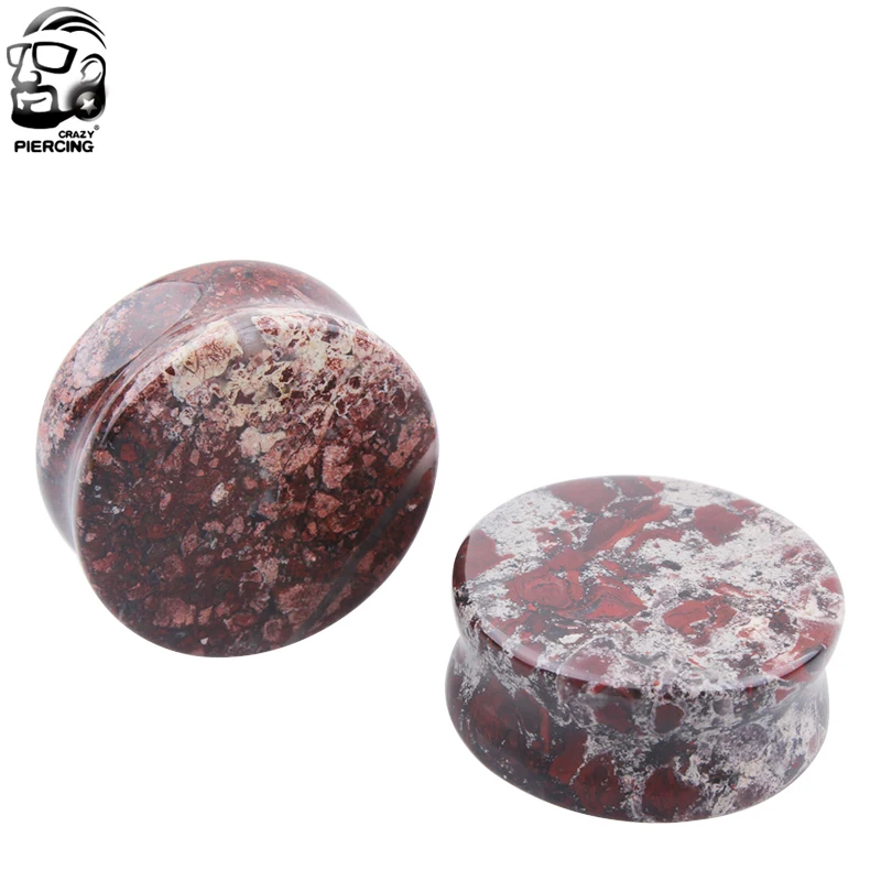 1 Pair Bloodstone Double SADDLE Ear PlugS Tunnel Jewelry Body Piercing 6-25mm