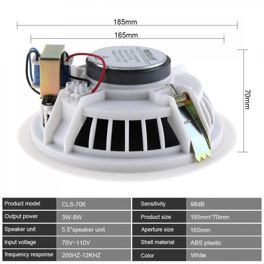 8W Wall-mounted Ceiling Speaker background Music System 3D stereo sound Hifi Soundbar TV speakers Public Broadcast loudspeaker