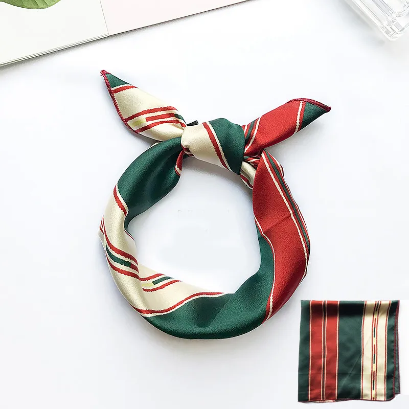 Hair Scarf Tie Animal Print Red Love Satin 49cm Small/Square/Silk/Neck/Ring/Scarf Winter Head Scarf For women Neckerchief 2021