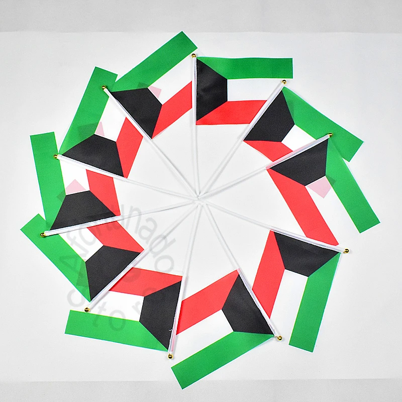 Kuwait 14*21cm 10pieces flag banner Hand waving Flag National Flag for meet,Parade,party.Hanging,decoration