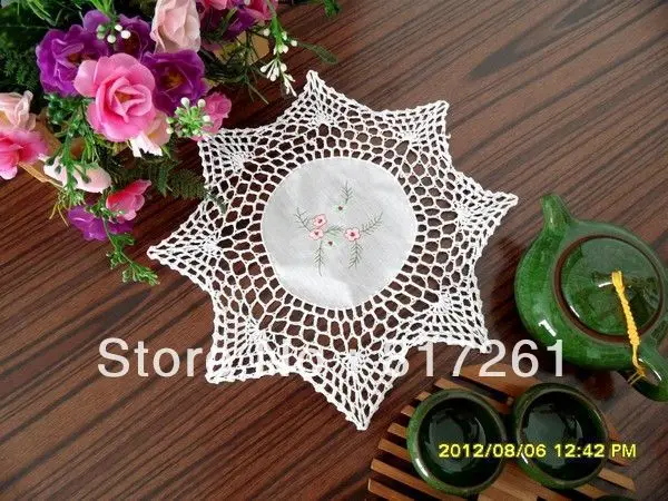 free shipping 2014 new ZAKKA fashion 6pic/lot 25cm flowers crochet patchwork lace doilies crochet tray placemat  coaster pad mat