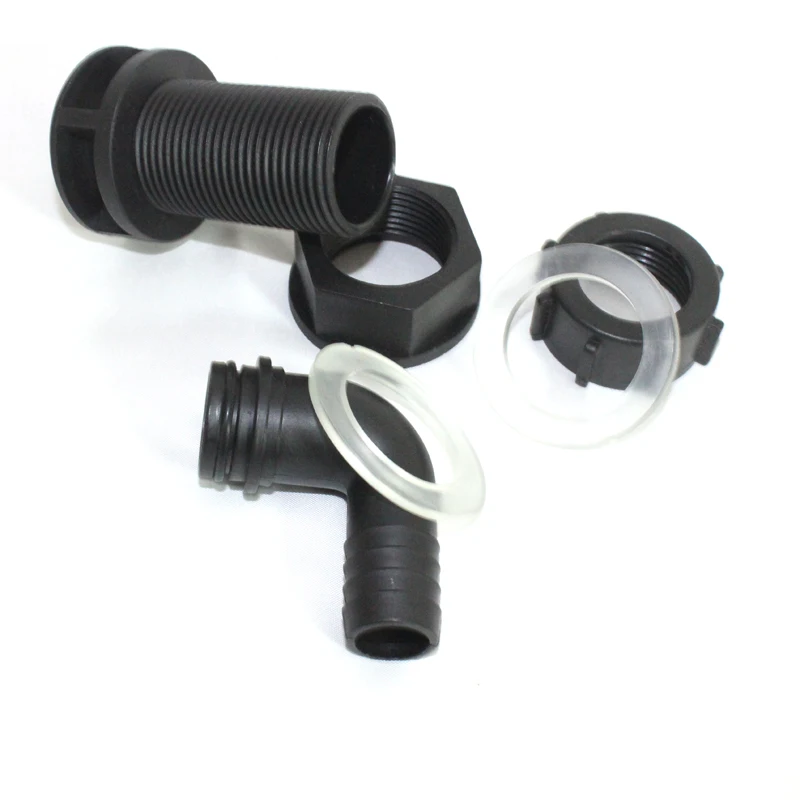 NuoNuoWell conector de mampara de codo de acuario, cubos de 20mm/25mm, tubería de salida inferior, accesorio de drenaje para estanque de peces