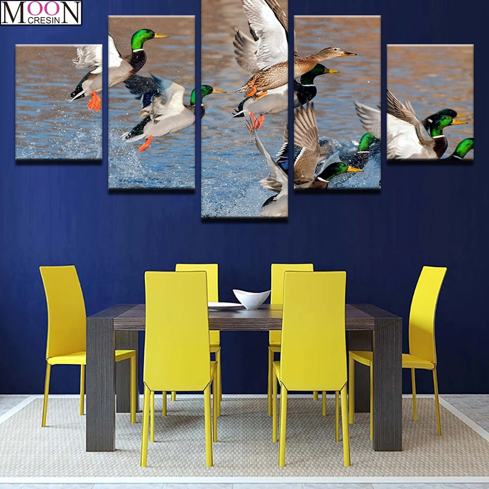 

Triptych 5D DIY Diy Diamond Painting Cross Stitch Wild Duck Flying In The Lake Diamond Mosaic Diy Diamond Embroider Handmade Kit