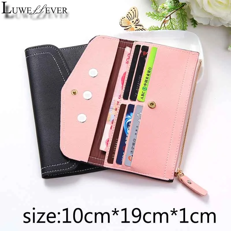 Luwellever 006 Simple Style Bag 18mm Snap Button Purse Pu Leather Wallet Bags Charms Jewelry For Women Gift 19cm*10cm *1cm