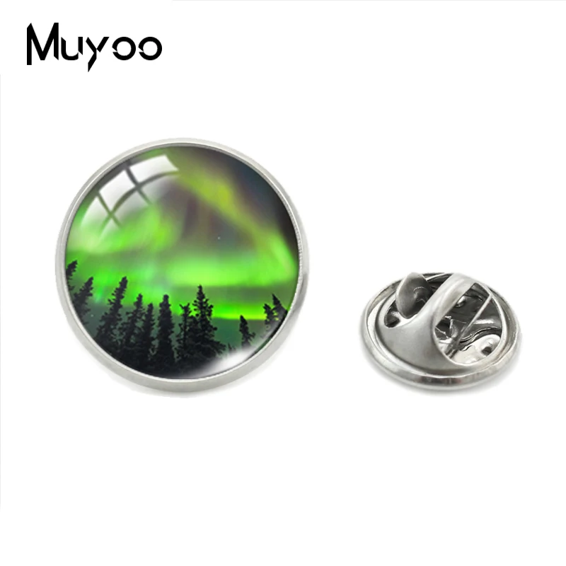 Green Northern Lights Jewelry Pins, Northern Light Jewelry, Light Aurora Lapel Pin Handmade Stainless Steel Collar Pins