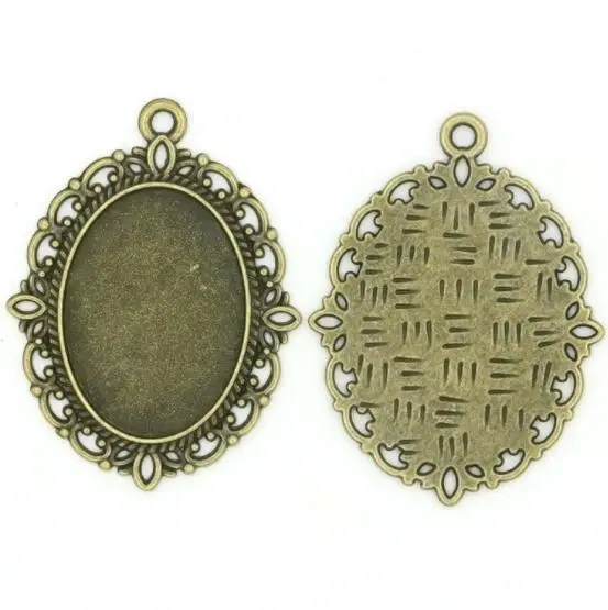 Fit 18x25mmFashion Bronze Cameo/Glass/Cabochon Frame bezel Base Setting, DIY-Accessory Pendant Tray 29x39mm 50pcs/lot