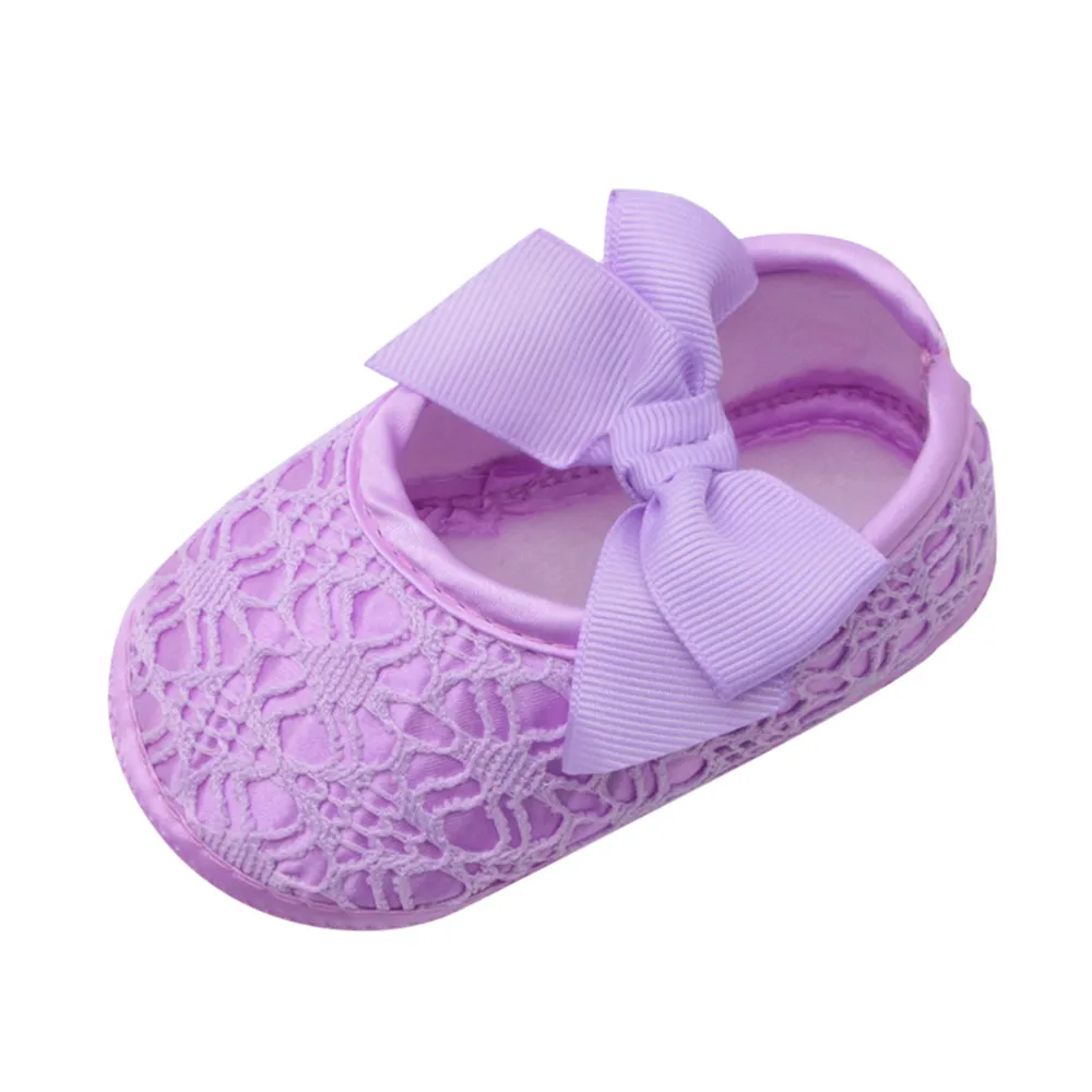 SAGACE Newborn Baby Girls Soft Shoes Soft Soled Non-slip Bowknot Footwear Crib Shoes Cotton Girl Solid Flower Baby Shoes 190322