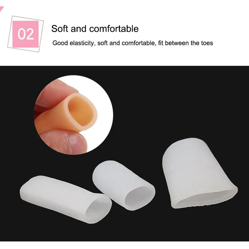 Silicone toe protector para toe, tampa gel, alívio da dor, ferramentas do cuidado do pé, cuidados com os pés, 2 pcs/set