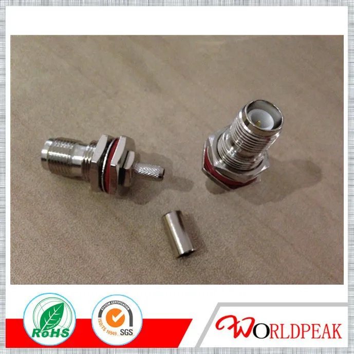 Free shipping 20pcs RP TNC Crimp Jack Female bulkhead RF connector for RG174 RG178 RG316 Coax cable