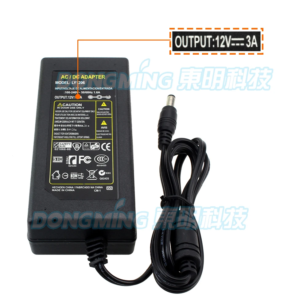 12v 3a power adapter Free Shipping 1pcs 100% new certified desktop AC 100-240V to 12 volt transformer 36W block power converter