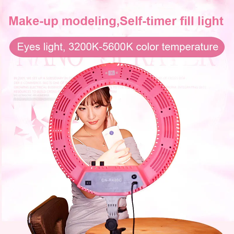 R480C Chuyên Nghiệp LED Vòng Ánh Sáng 18 "Outer 12" Bên Trong Bi-Màu Nhiếp Ảnh Video Studio Ánh Sáng Cho Thông Minh điện thoại Máy Ảnh Youtube Sống