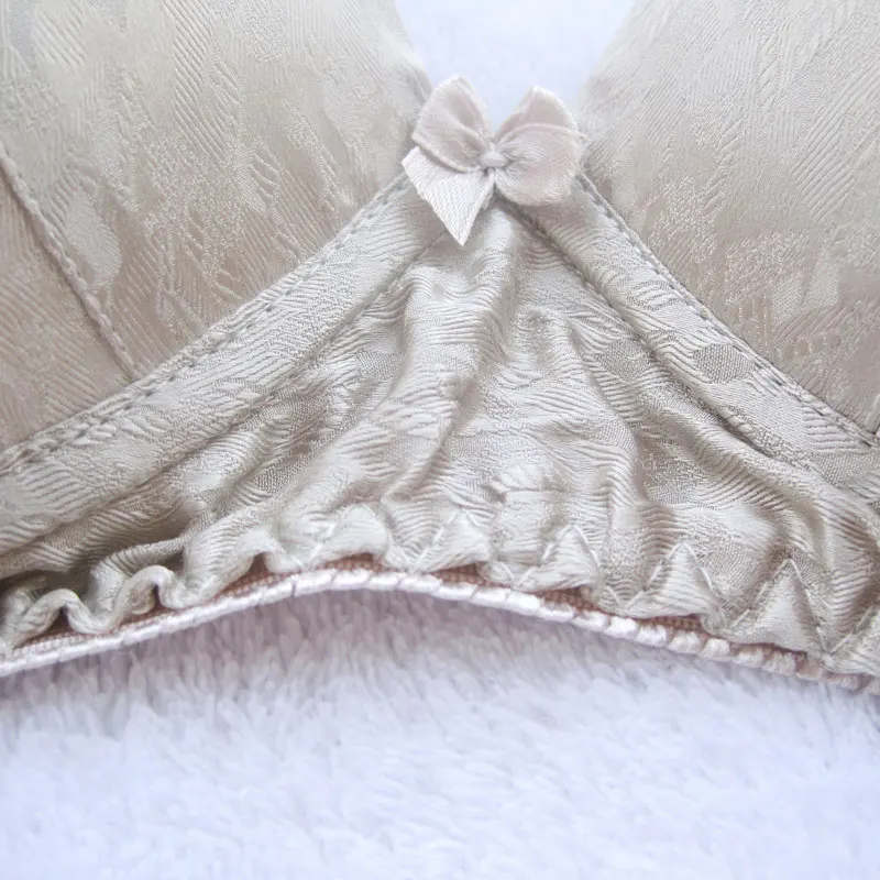 Light Coloured Jacquard Silk Bra 100% Silk Double Face Health Care Anti Allergy Pure Silk Bra
