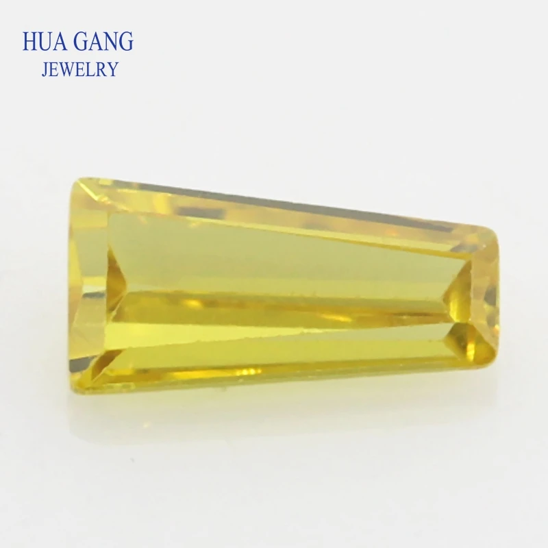 50PCS Golden CZ Stone Ladder Shape Brilliant Cut Synthetic Gems Yellow Cubic Zirconia For Jewelry Size 2x1.25x1~8x4x2mm