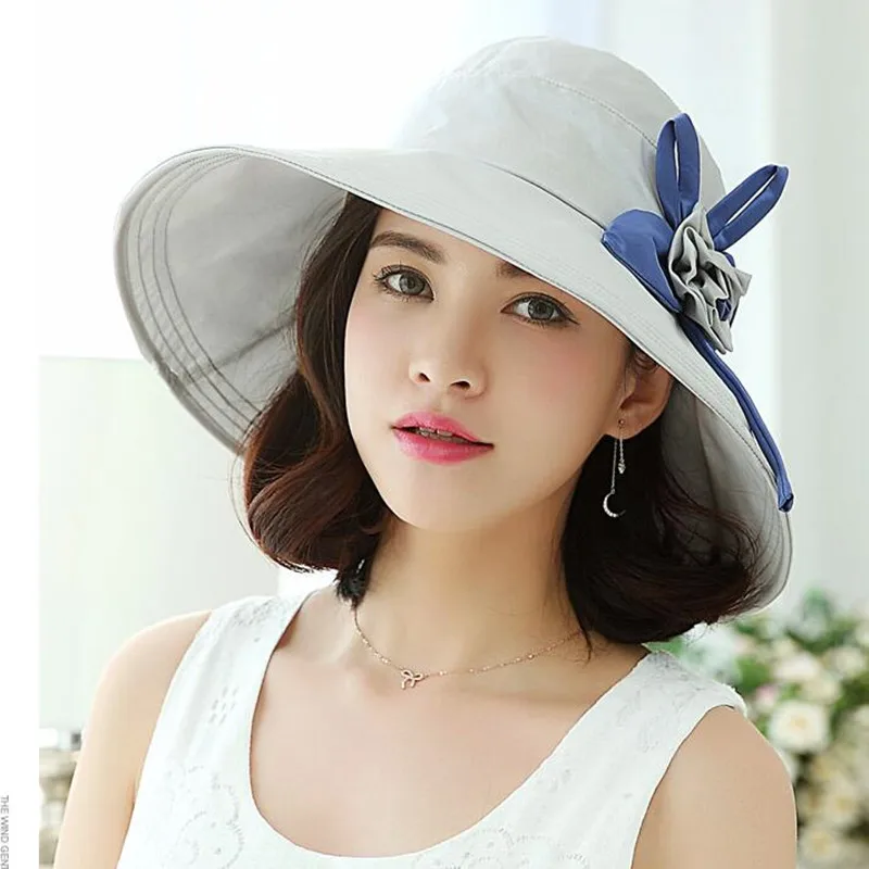 

Women's Summer Foldable Sunscreen Hat Anti-ultraviolet Sun Protection Beach Seaside Fashionable Cap Laides Wide Eave Hats H6712