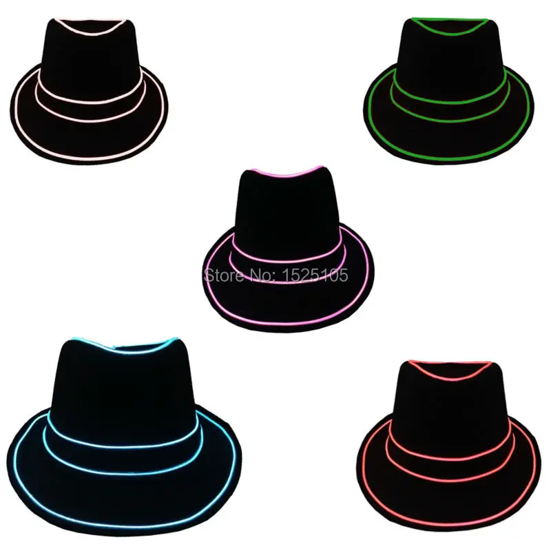 Lights Wire Jazz Hat Glow Streak Gentleman Cap Neon Top Hats Wedding  Party Supplies Luminous Costumes Led Dancing Suits