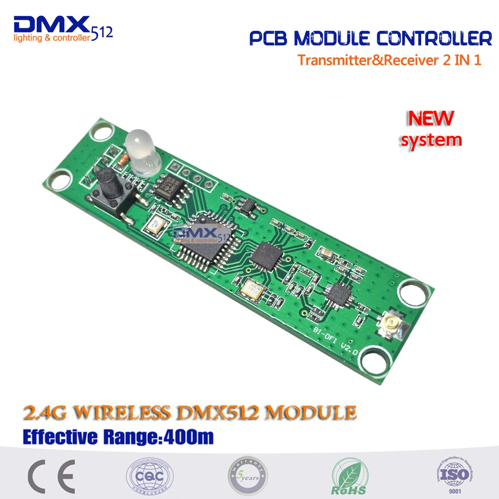 2.4Ghz Wireless DMX512 Transmitter PCB Module Board with Antenna LED Controller Wifi Receiver