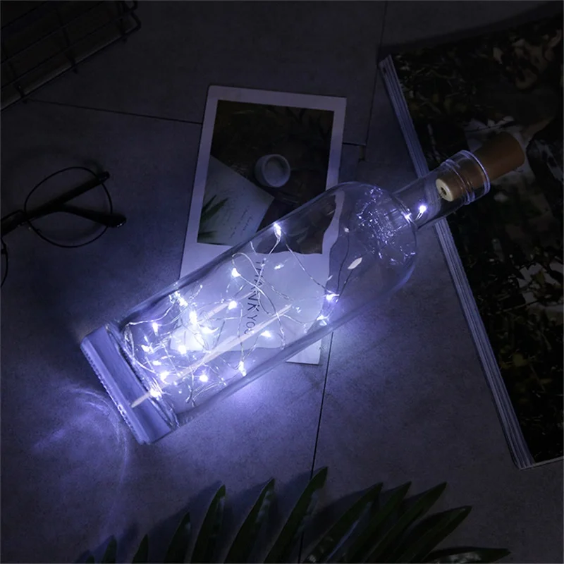 3.28FT 1M 10 LED Cork Shaped Copper Wire String Light Wine Bottle LR44 Battery Wine Bottle for Glass Craft Xmas Party Decoration