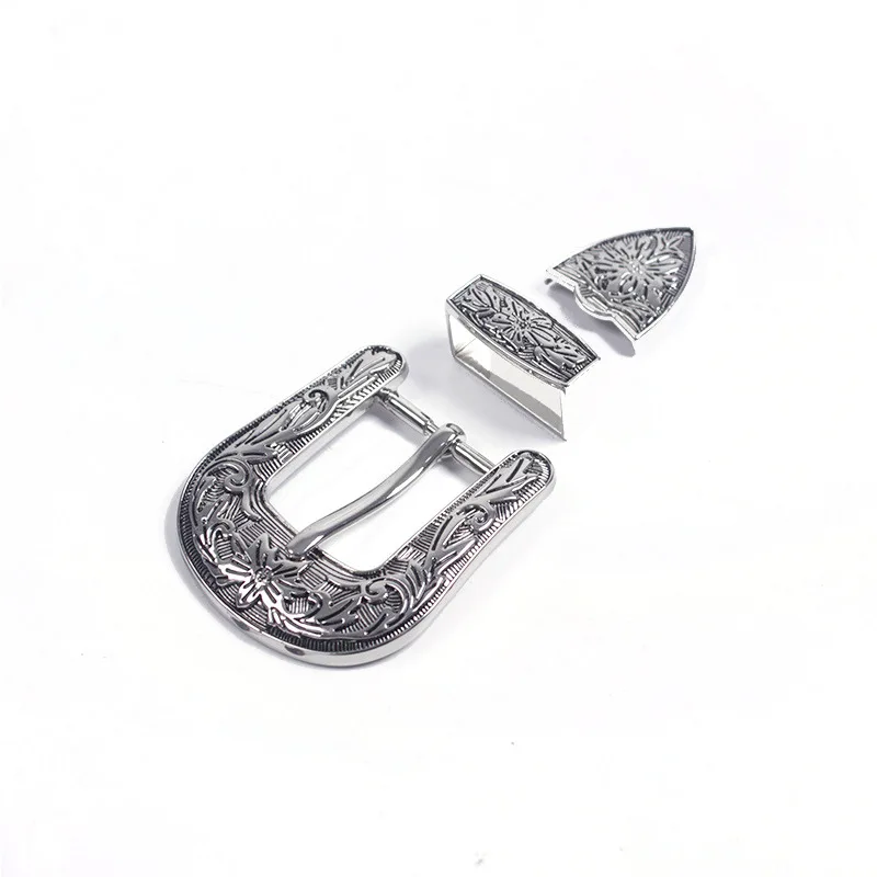 3parts/set 26mm Retro carved Antique Nickel Belt Buckle DIY accessories leather craft for women\'s Mens Jeans Cowboy Style