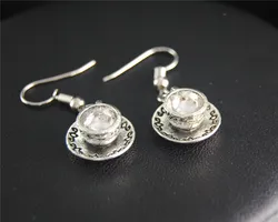 1pair(2pcs) Tibetan Silver Color coffee cup Dangle Drop Earrings Handmade DIY Jewelry E675