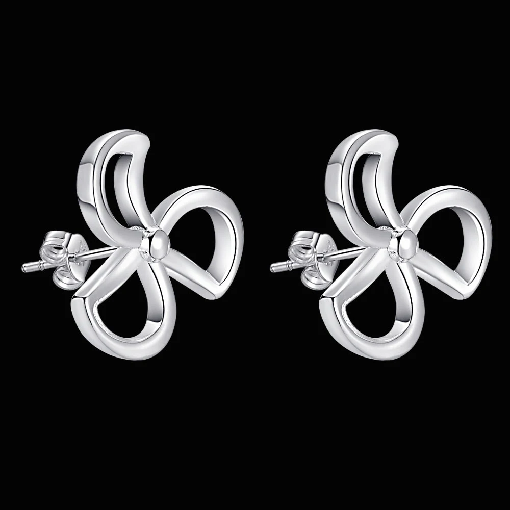 three leave flower  high quality Silver Earrings for women fashion jewelry earrings /LAOOBPJG KCPAYBYJ