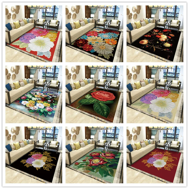 

Flowers series Printed 3D Carpets for Living Room Bedroom Area Rugs Sofa Coffee Table Hallway Mats Home Decor Large Size carpet