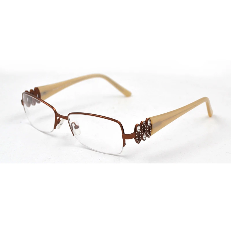 Rhinestone Women Semi Rimless Diamond Myopia Glasses Frame shorted sighted nearsighted Spectacles blear-eyed Eyeglasses L3