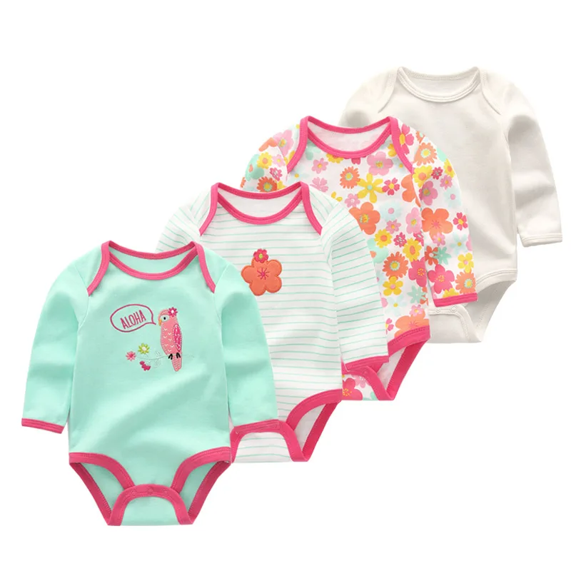 4pcs/lot Newborn Baby Onesies Long-sleeved Triangle Romper Baby Boy Girls Clothes Girls Baby Onesies 0-12m