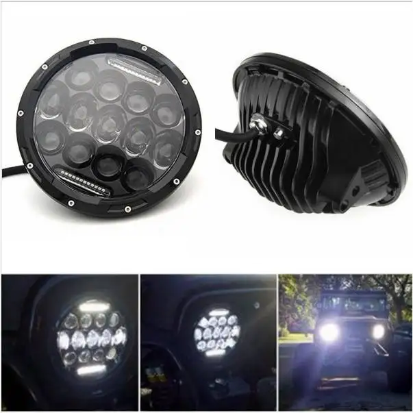 

Promotion! 1Pair 75W LED headlight 7inch round headlamp 75W Hi/Lo beam with DRL fog driving lights for Wrangler Free shipping