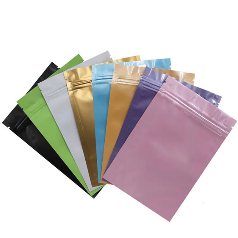 

1000pc/lot 4Sizes 7colors matte/glossy Stand up Aluminium Foil Zip Lock Bag Gift packaging bag powder/tea Packing retail package