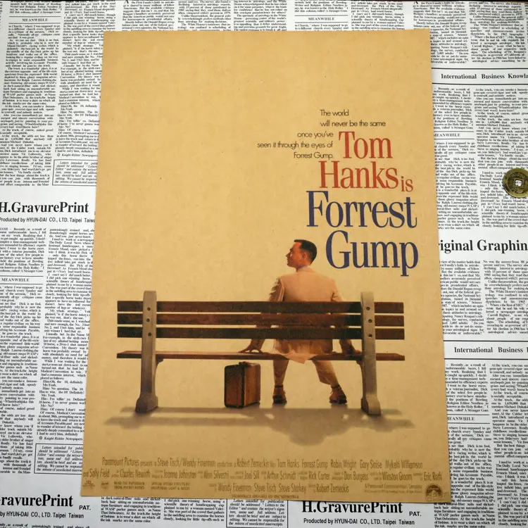 Forrest Gump Tom Hanks Self-Improvement Home Furnishing decoration Kraft Movie Poster Drawing core Wall stickers/1009