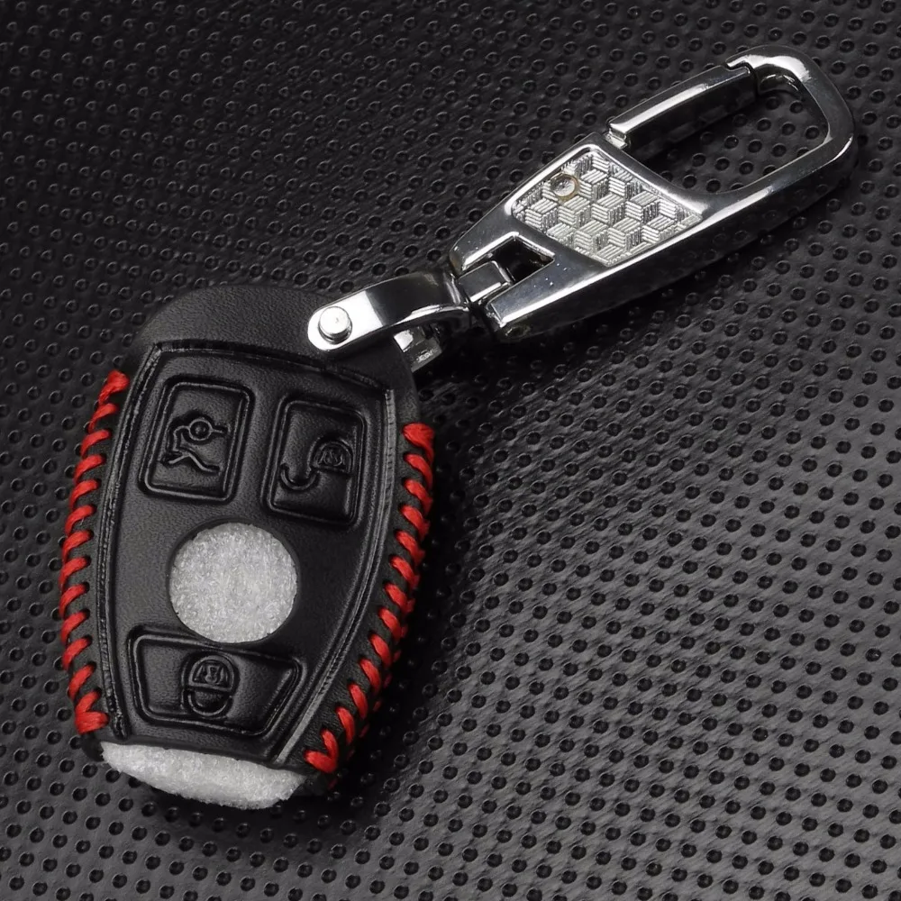 jingyuqin 3B Genuine Leather Men Car Key Bag Case Cover Holder Chain For Mercedes Benz W203 W210 W211 W124 W202 W204 W205 AMG view 3