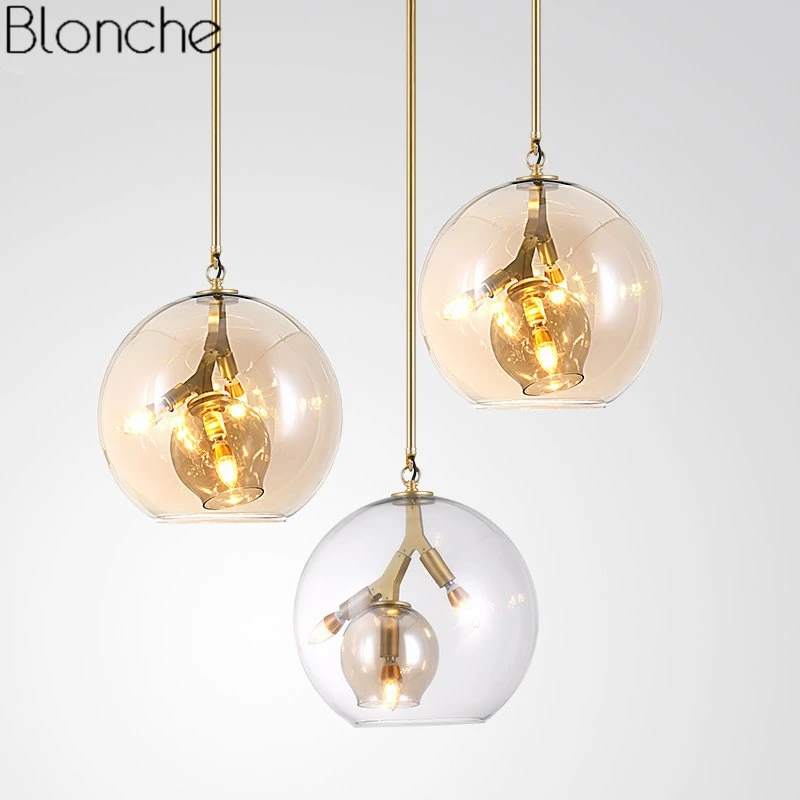 

Post-modern Amber Glass Pendant Lights Led Hanging Lamp Loft Industrial Decor Luminaire Dining Room Kitchen Home Decor Fixtures