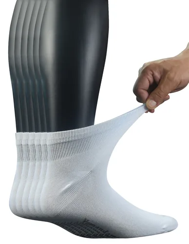 Imagen 2 del producto Calcetines tobilleros de bambú con puntera sin costuras para diabéticos, medias de tobillo con parte superior sin elástico, talla L (10-13), 6 pares