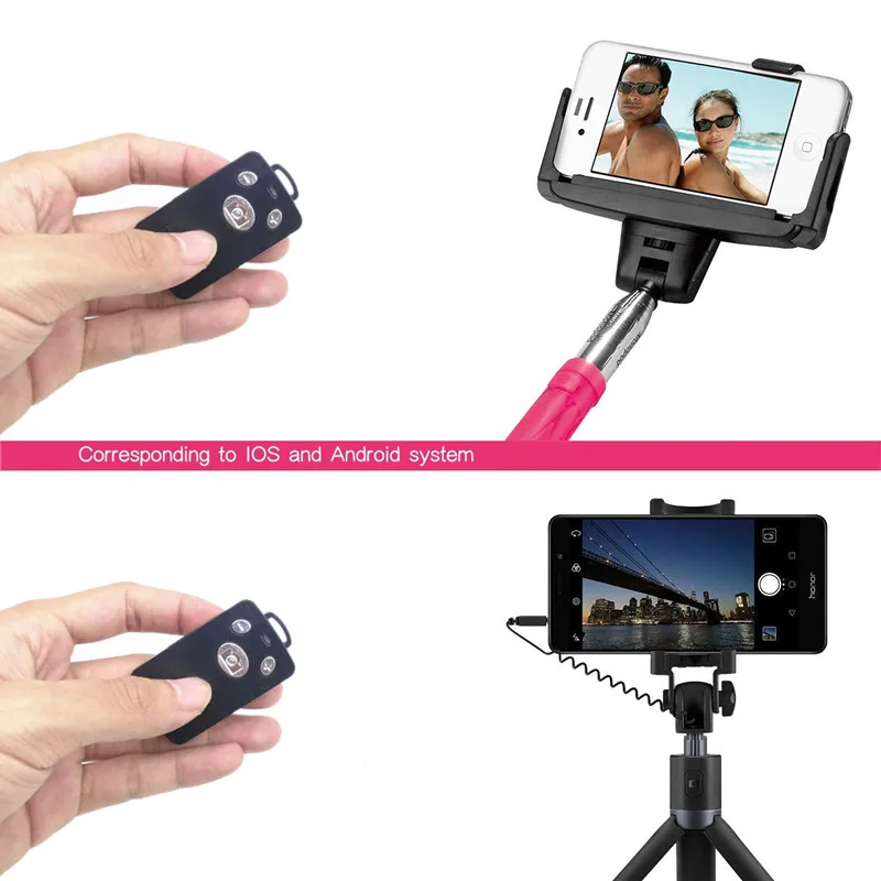 Bluetooth Compatible Remote Control Button Wireless Controller Self-Timer Camera Stick Shutter Release Phone Monopod for Phones