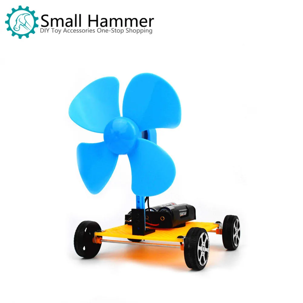 Assembling  wind car Homemade manual DIY science experiment toy Small invention