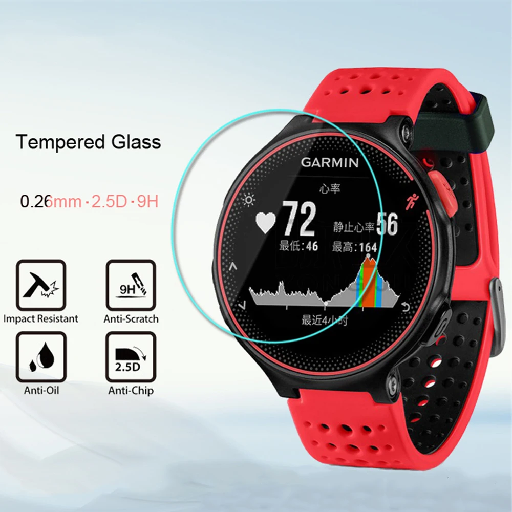 Tempered Glass Film For Garmin Forerunner 220 225 230 235 620 630 Watch Screen Protector Cover Protective Film Clear Guard 2.5D