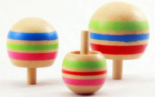 Wholesale 10sets/lot reverse rotation kids classic wooden spinning top xmas gifts party favors kindergarten school give a way