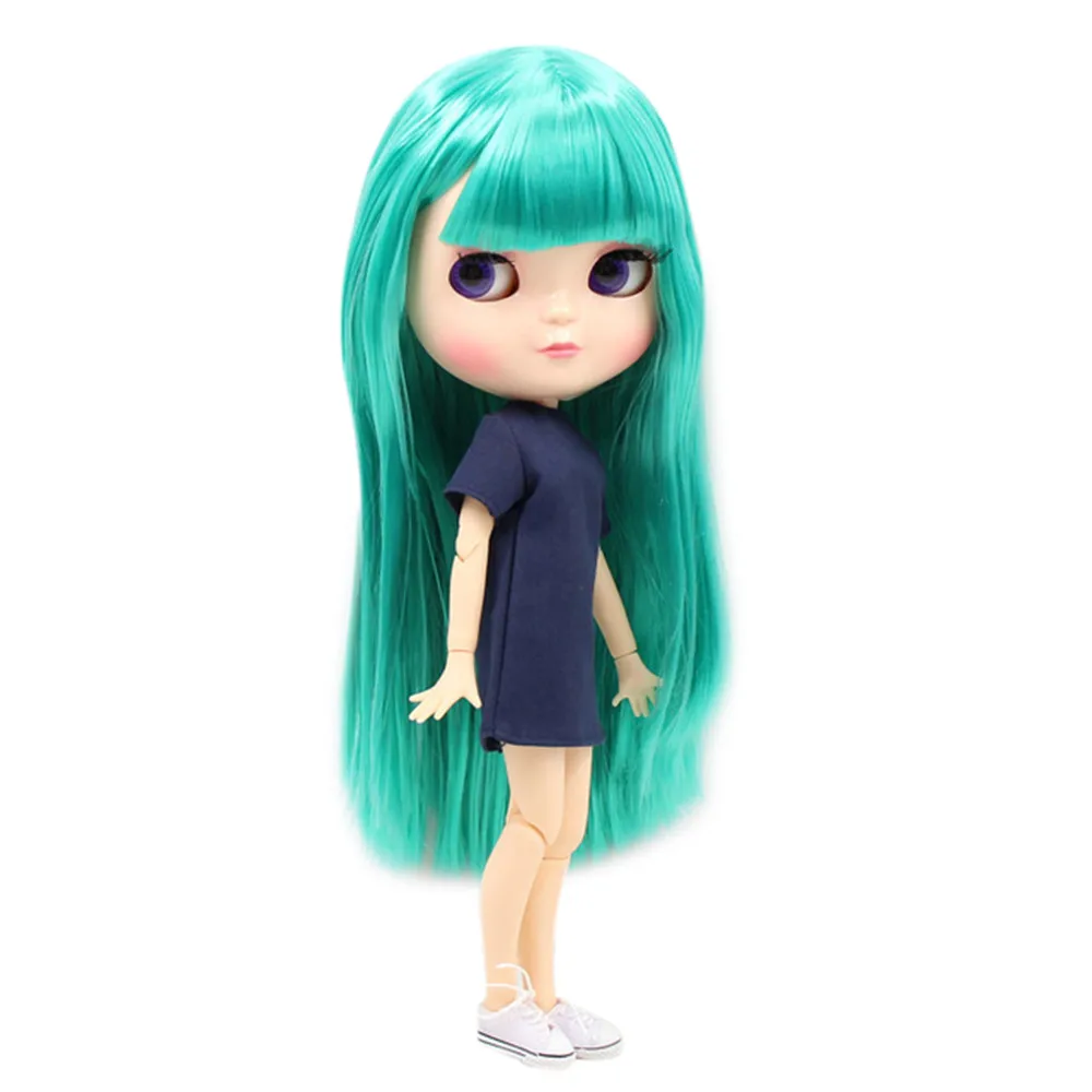 DBS blyth doll icy licca body joint body new cool green long straight hair 1/6 30cm gift toy BL4427